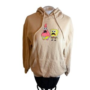 Nickelodeon Spongebob Squarepants Graphic Hoodie Tan Fleece Size M Cartoon